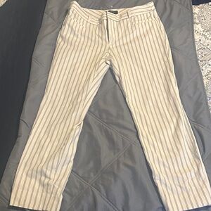 Banana Republic Striped Cream and Black Chinos